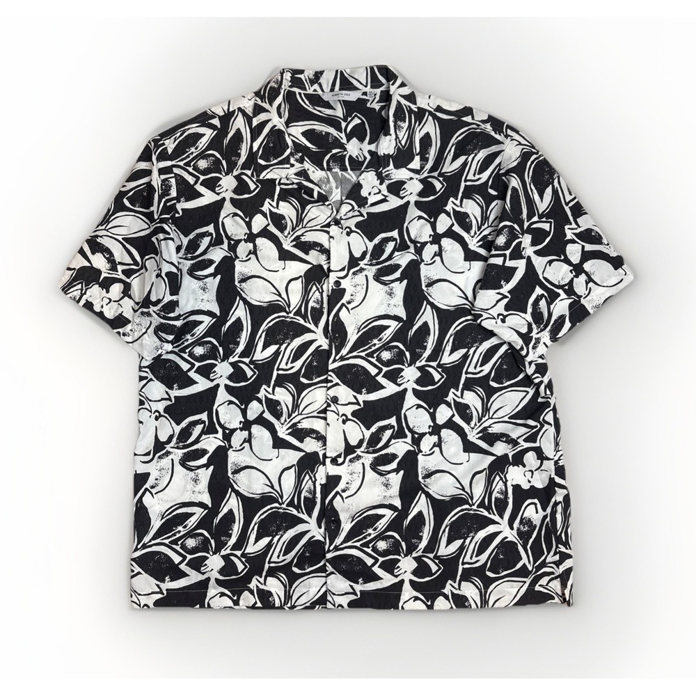 Kenneth Cole Men's Floral Printed Summer Button Up Shirt Cuban Collar Size 4XL
